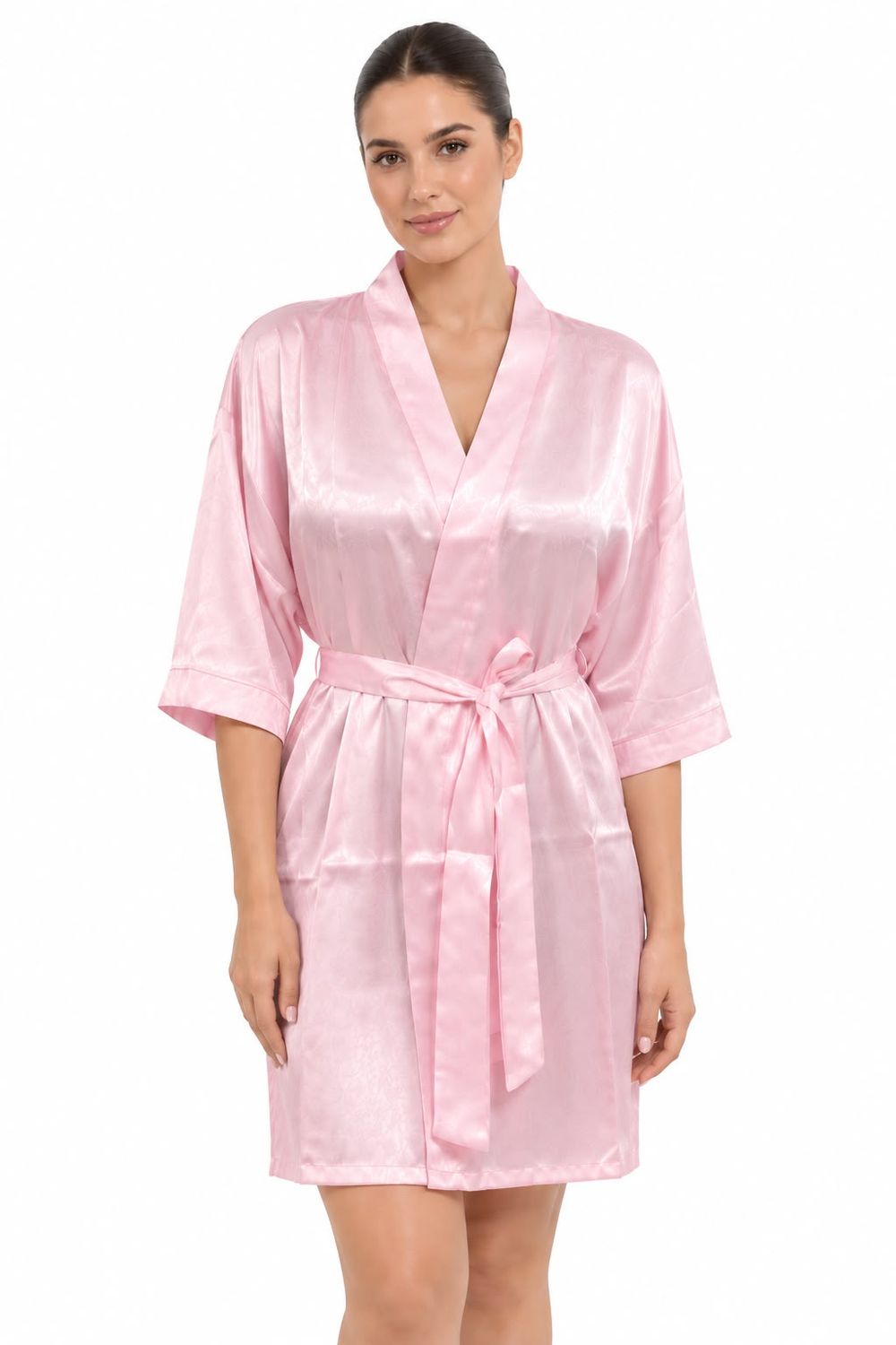 LIGHT PINK SATIN ROBE
