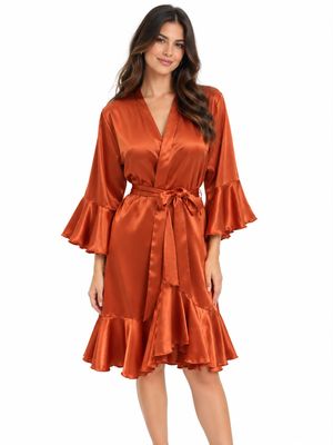 ORANGE RUFFLED ROBE