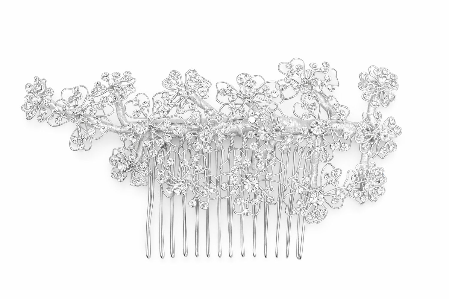 Peineta Floral en Plata con Cristales Peineta Floral en Plata con Cristales