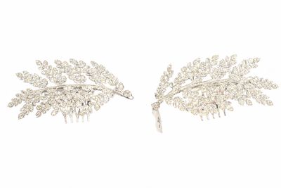 Set de Peinetas Pequeñas en Forma de Hojas con Cristales