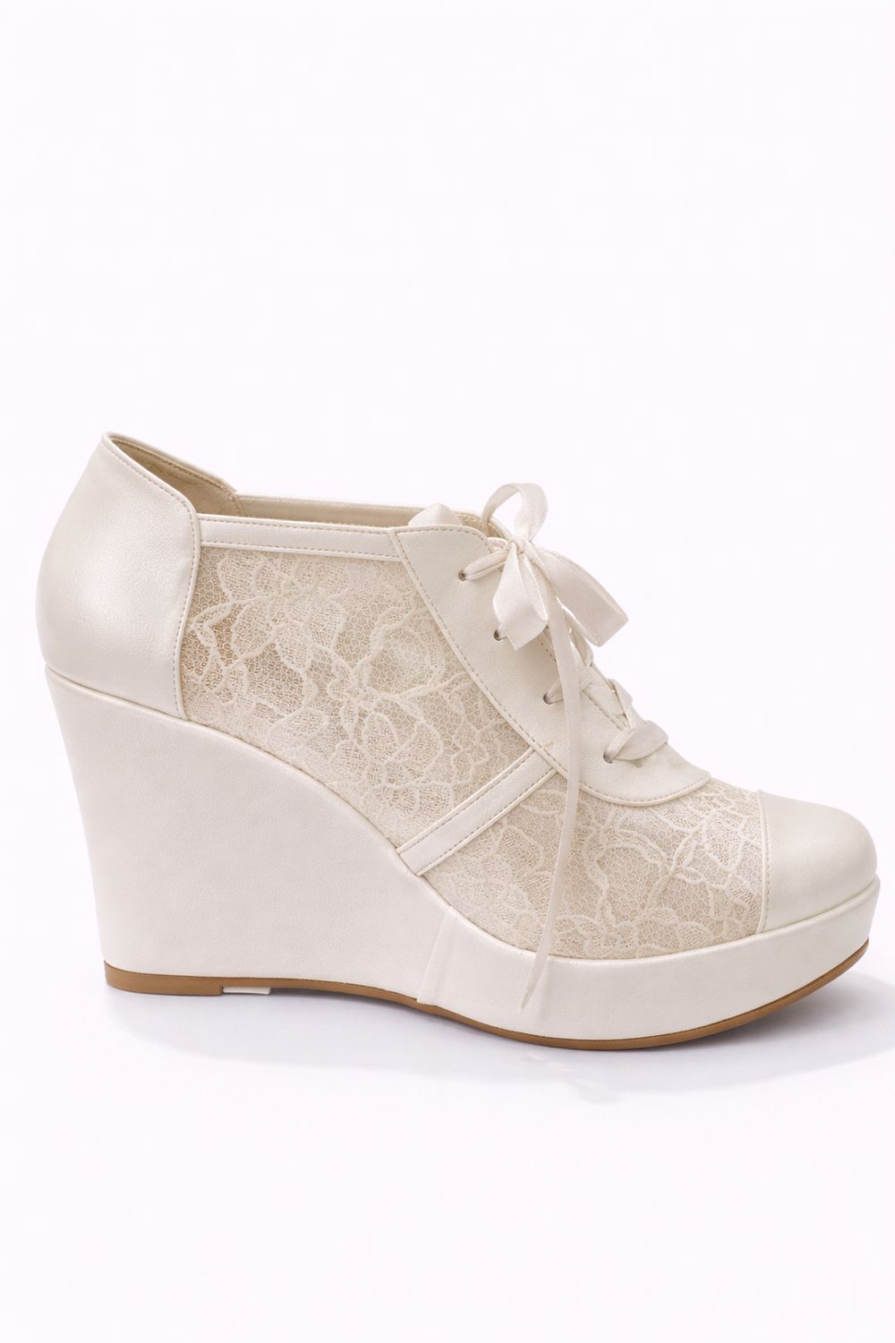 Zapato Cerrado de Encaje de 9.5 cm con Suela de Goma