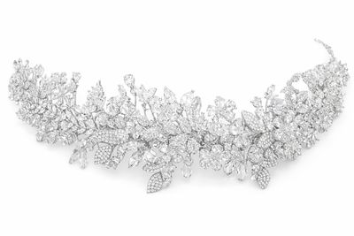 Backpiece de Novia en Plata y Rodio con Cristales en Diseño Botánico