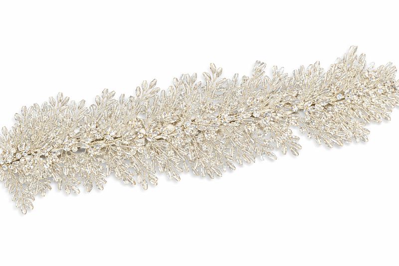 Tocado Moldeable de Plata con Cristales y Canutillos