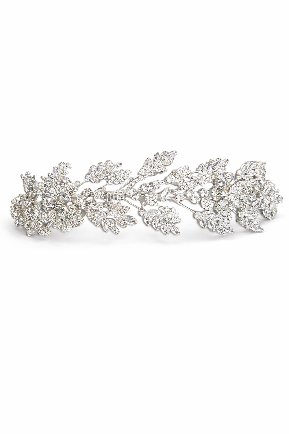 Tocado de Rodio con Cristales en Diseño de Espigas