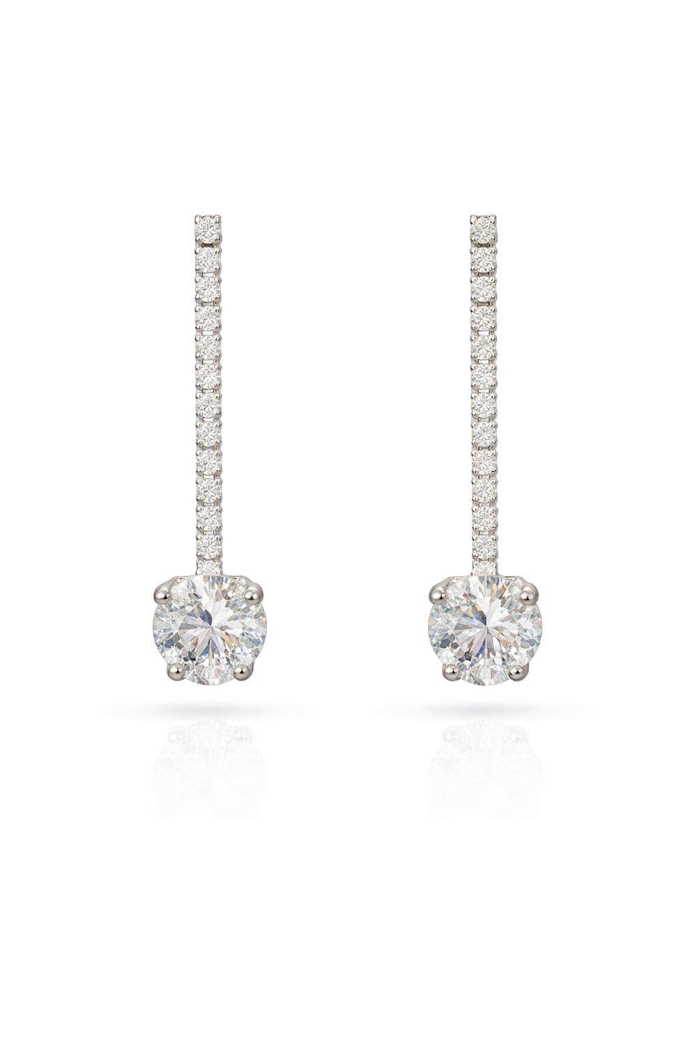 Aretes Largos de Cristal con Solitario