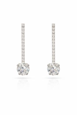 Aretes Largos de Cristal con Solitario