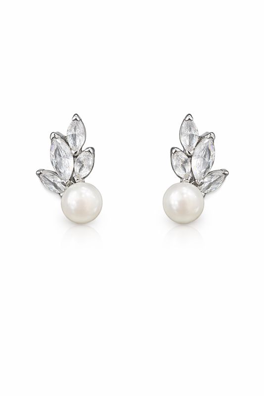 Aretes Pequeños de Cristales y Perlas