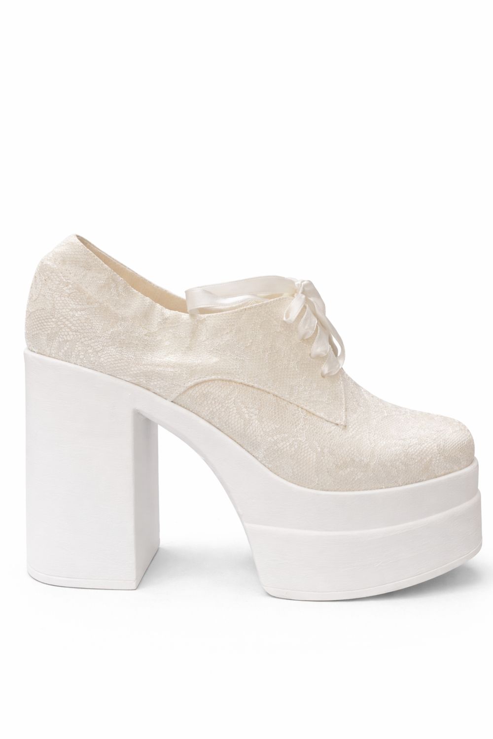 Zapato de Tacón de 12 cm con Encaje Frontal y Acabado Perlado