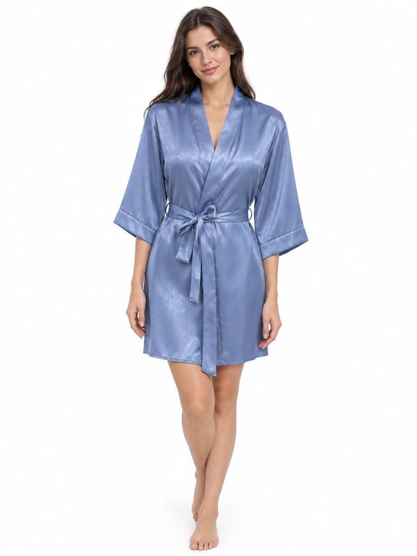 BABY BLUE SATIN ROBE