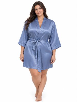 BABY BLUE SATIN ROBE