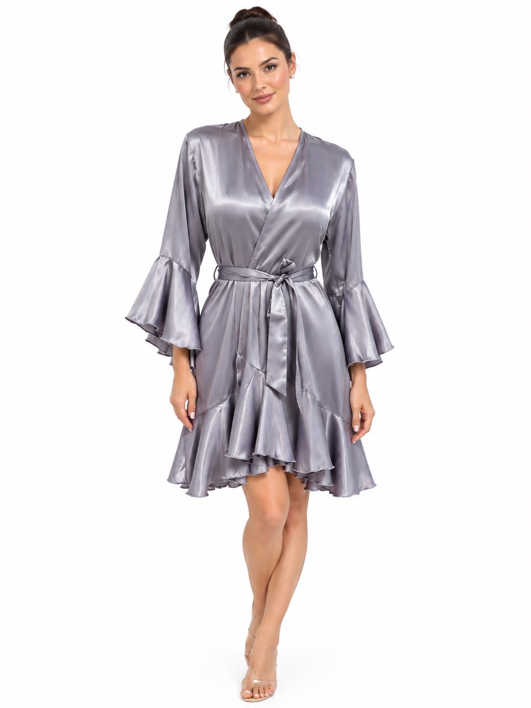 SILVER RUFFLED ROBE