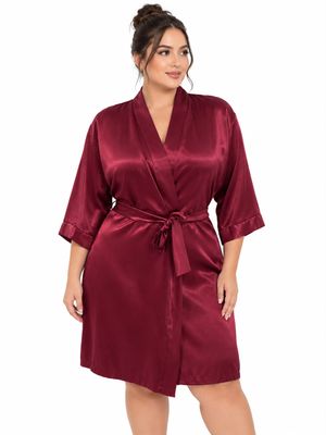 BURGUNDY SATIN ROBE