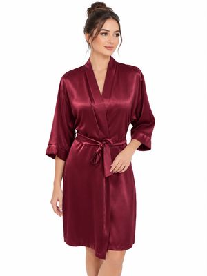 BURGUNDY SATIN ROBE