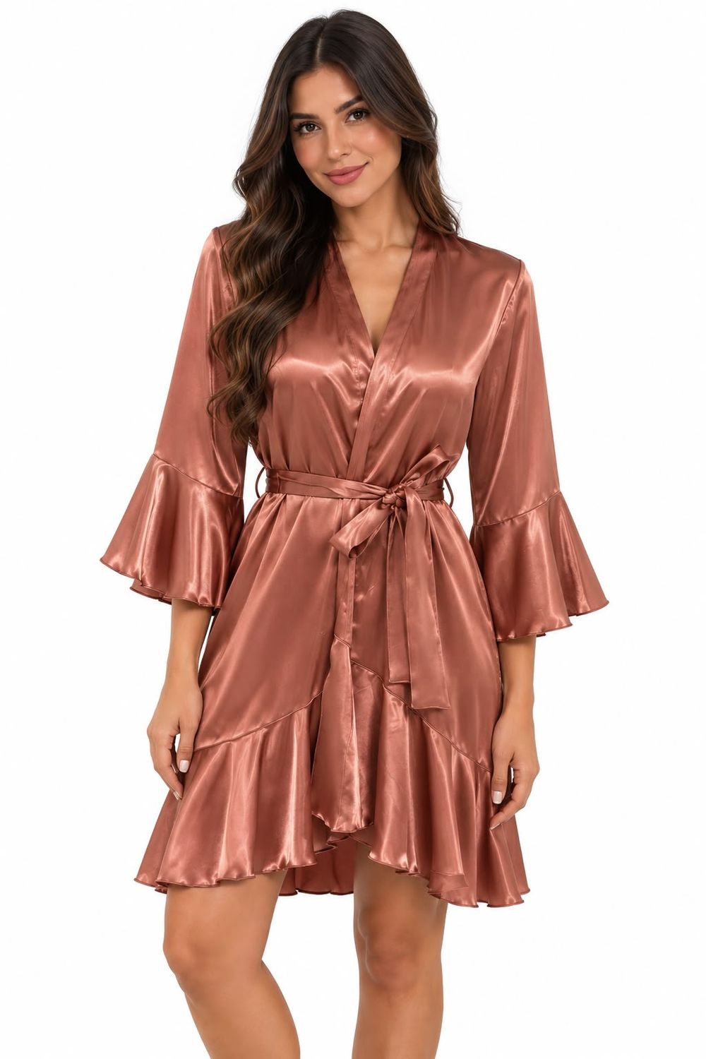 ROSEGOLD RUFFLED ROBE