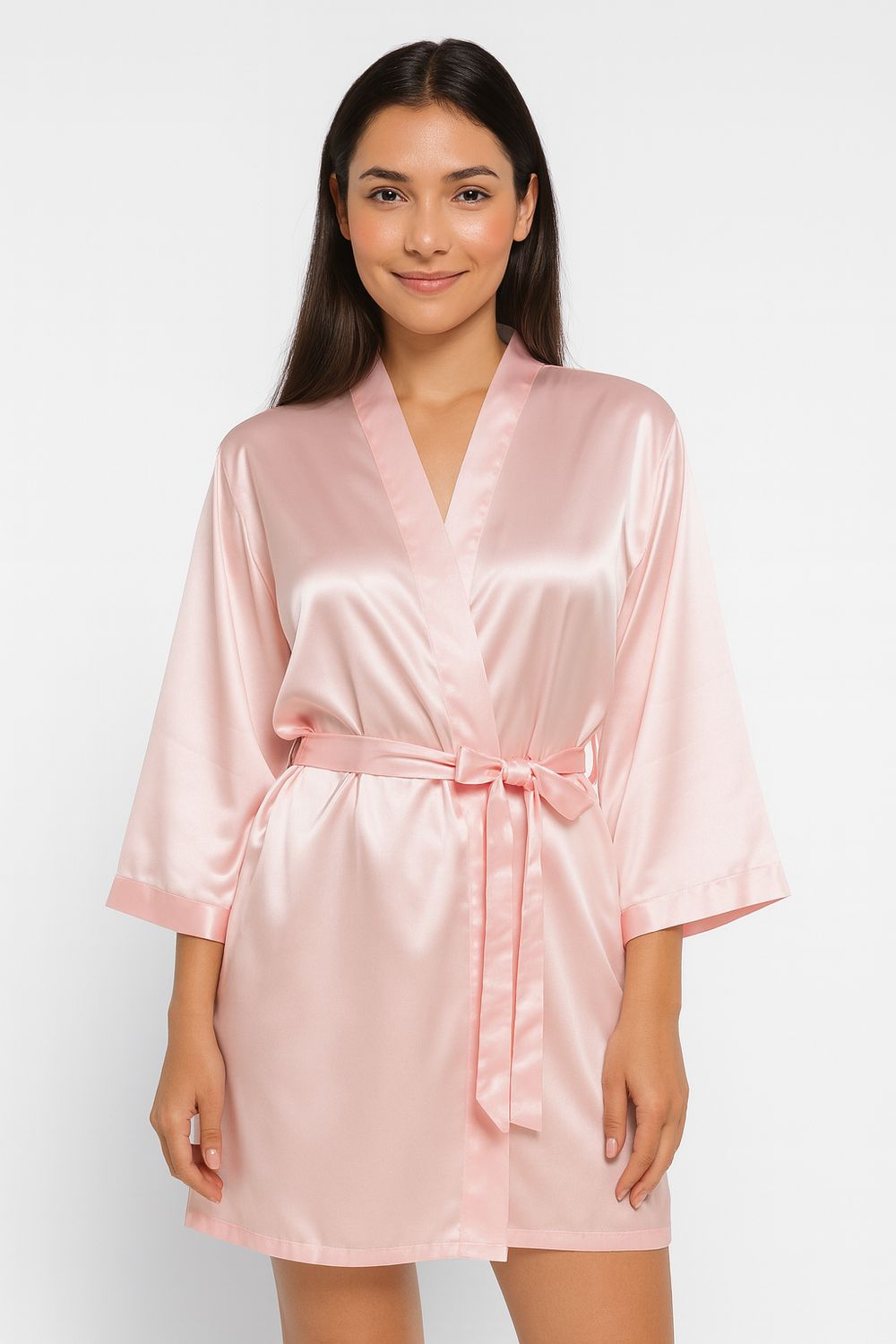 Bata Satinada Rosado Claro Standard para Novia y Damas de Honor