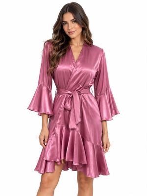 DUSTYROSE RUFFLED ROBE