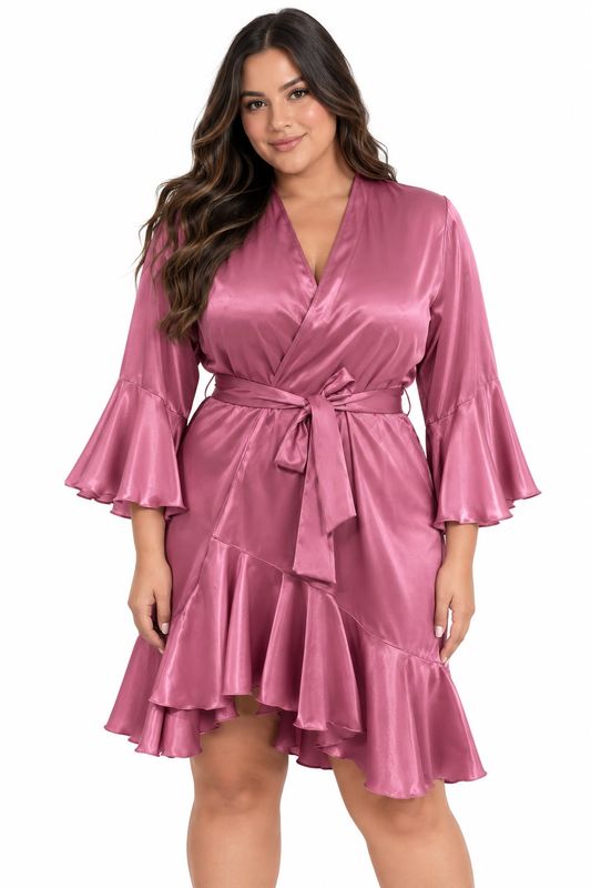 DUSTYROSE RUFFLED ROBE
