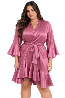 DUSTYROSE RUFFLED ROBE