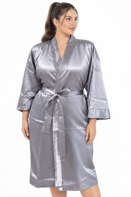 SILVER SATIN ROBE