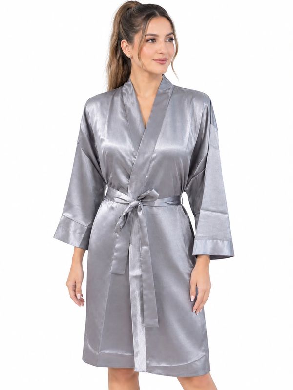 SILVER SATIN ROBE