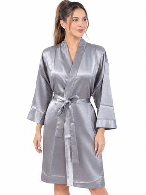 SILVER SATIN ROBE