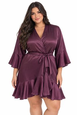 PLUM RUFFLED ROBE