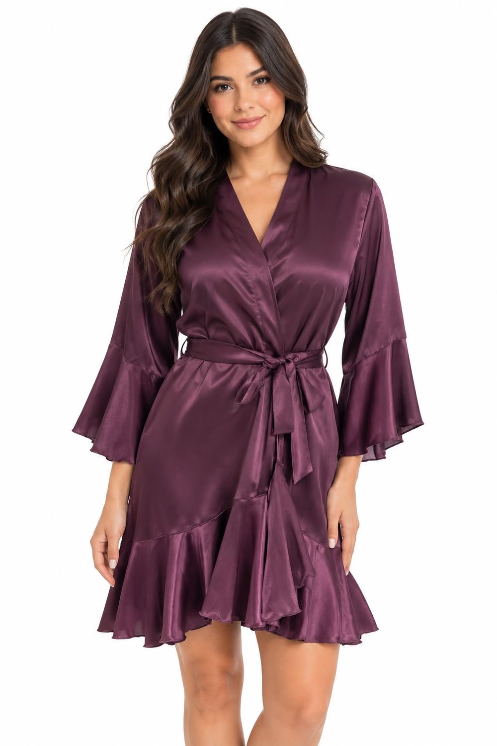 PLUM RUFFLED ROBE