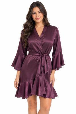 PLUM RUFFLED ROBE