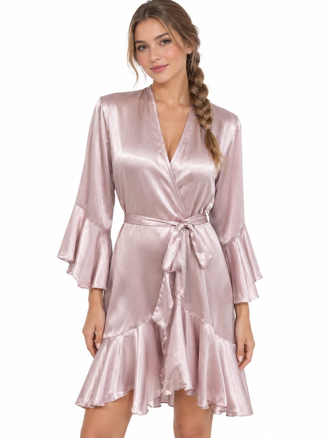 BLUSH RUFFLED ROBE