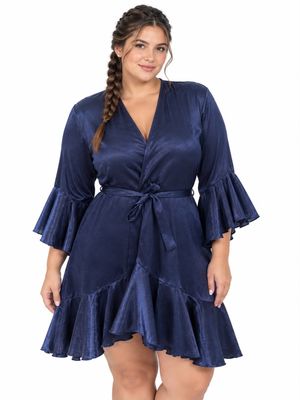 NAVY RUFFLED ROBE