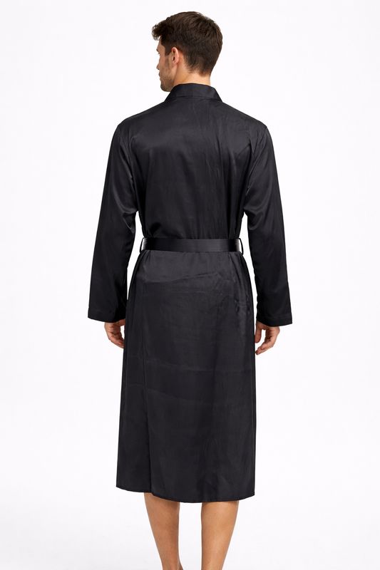 Bata de Satin Negra para Hombre