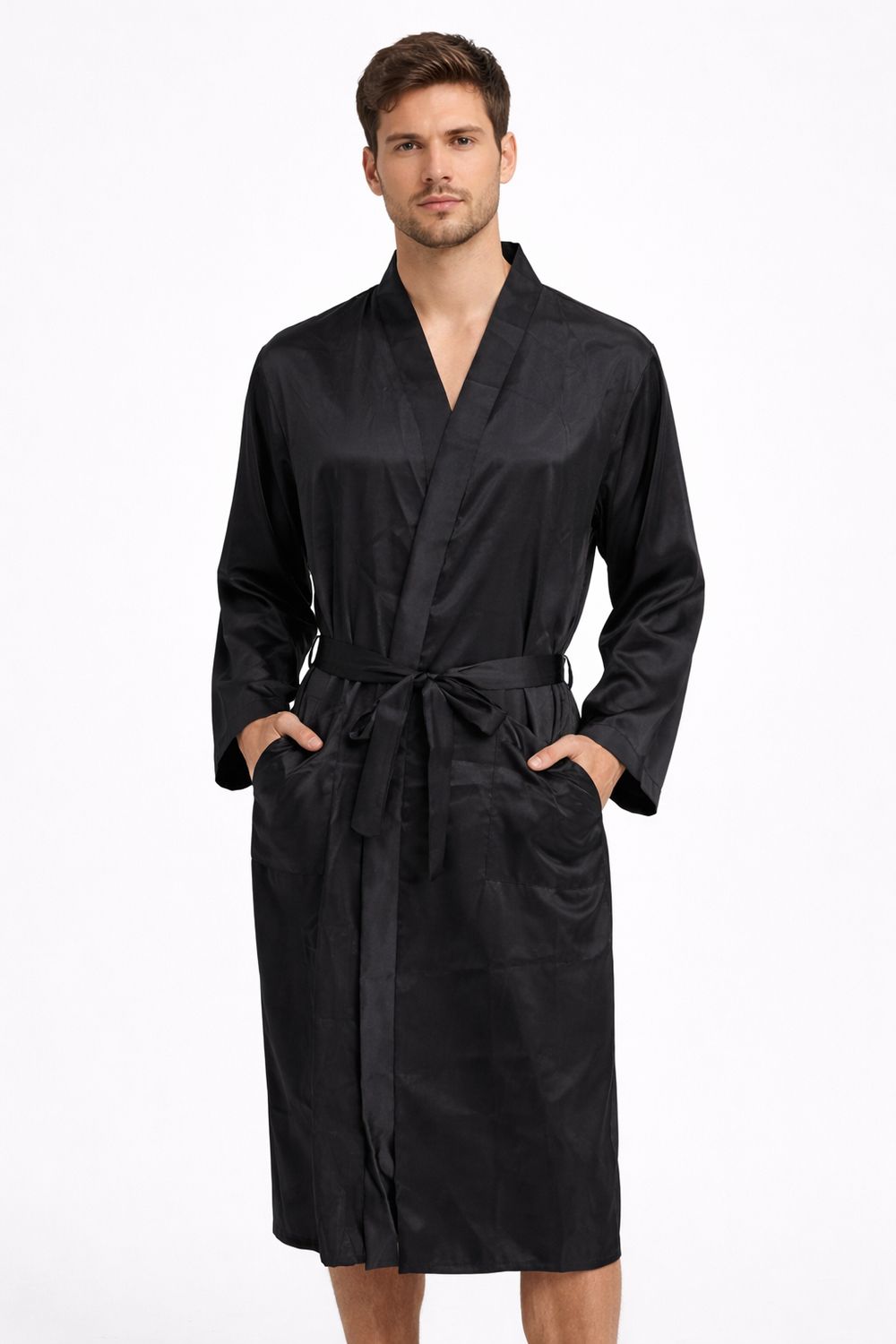 Bata de Seda Negra para Hombre