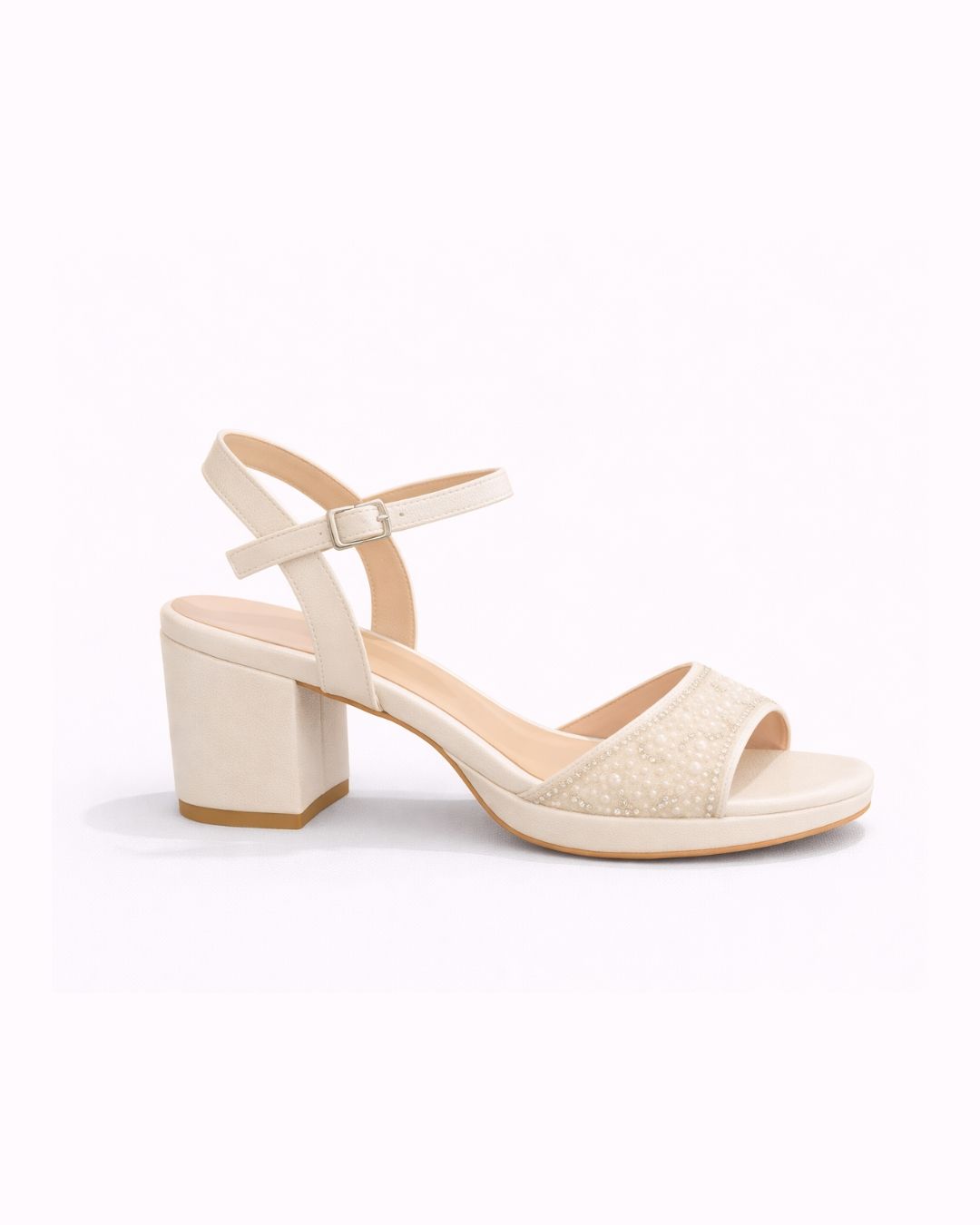 Sandalias Bajas Perladas con Cristales y Perlas