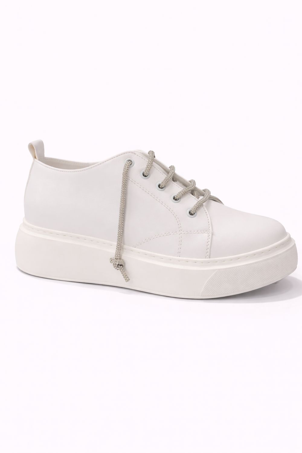 Zapatillas Blancas de Goma con Cordones Brillantes