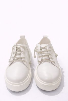 Zapatillas Blancas de Goma con Cordones Brillantes