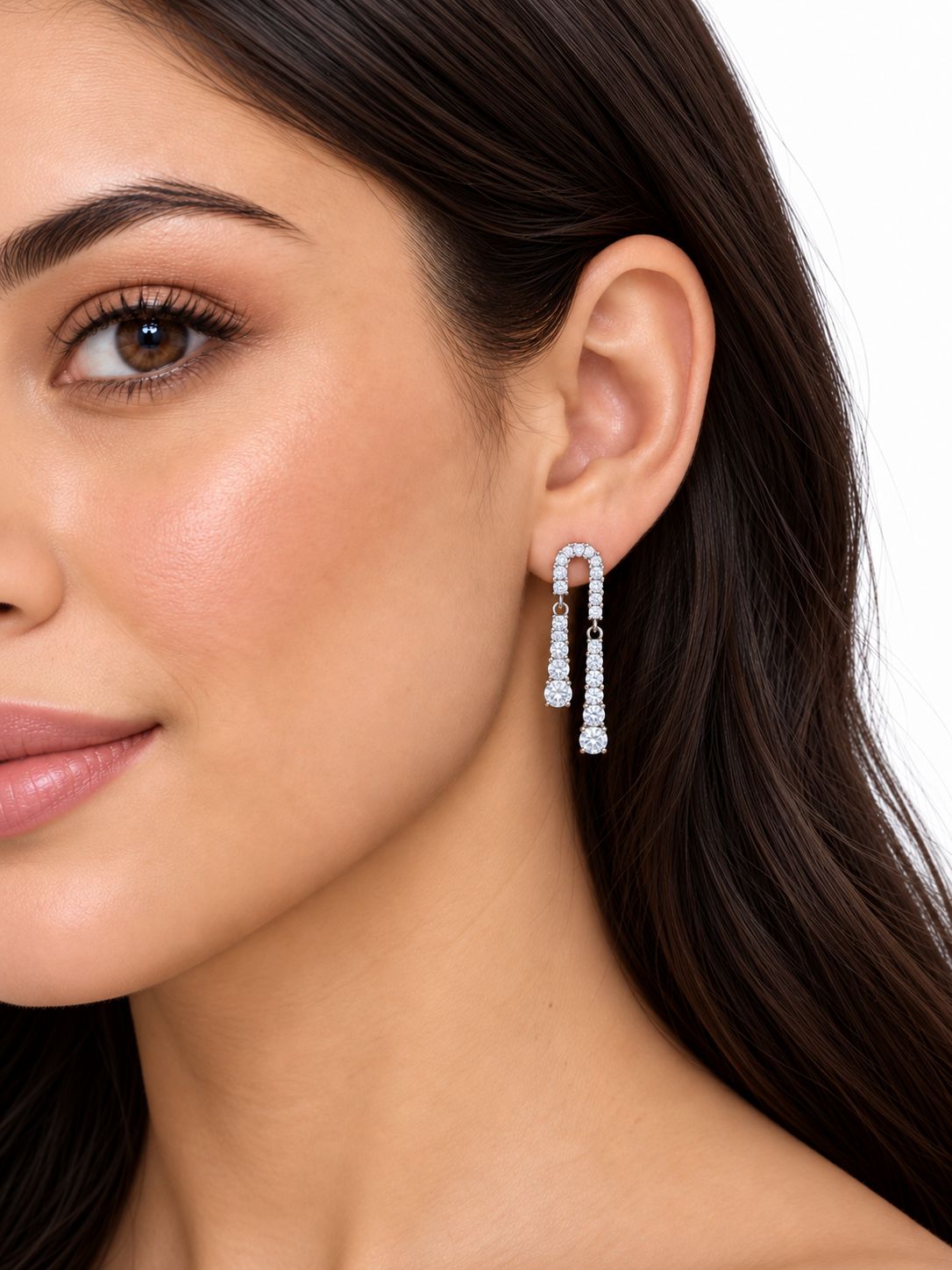 DOUBLE - LINE U-SHAPED DROP EARRINGS