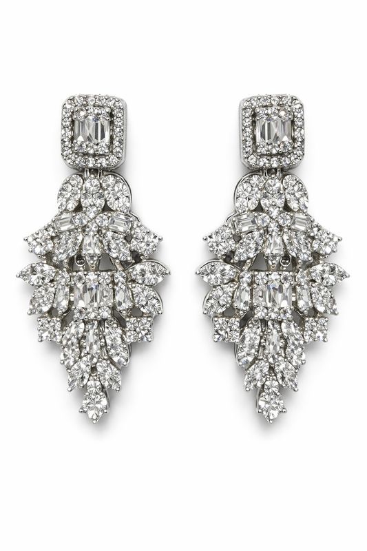 Aretes Largos con Cristales Multicorte