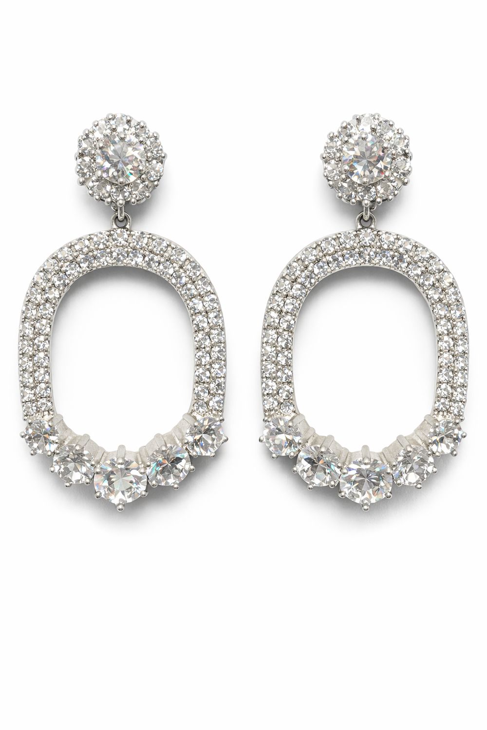 Aretes Circulares con Cristales y Detalle Inferior