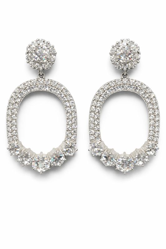 Aretes Circulares con Cristales y Detalle Inferior