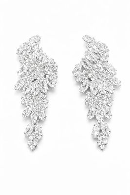 Aretes Plateados Alas de Cristal