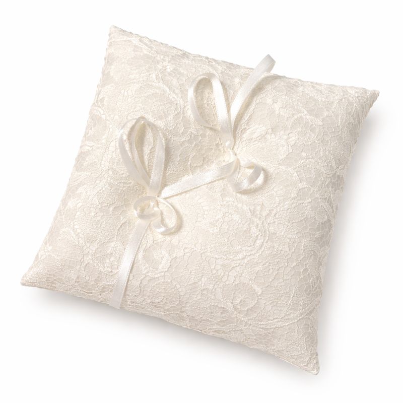 Almohadilla de Anillos Blanca con Encaje