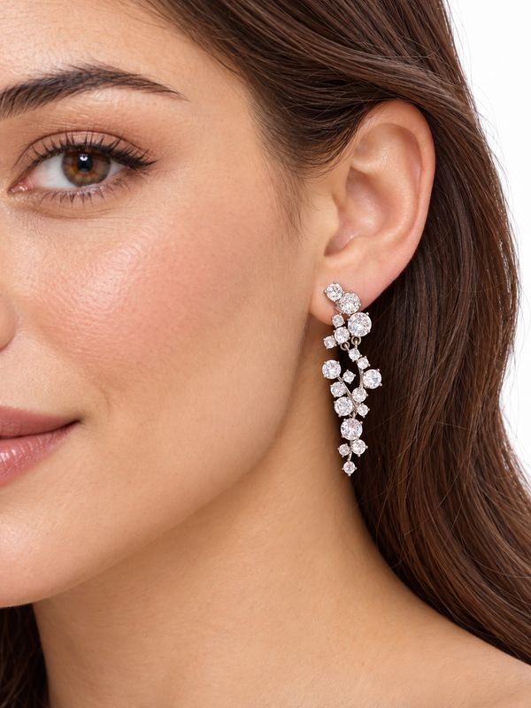 ROUND CRYSTAL STATEMENT EARRINGS