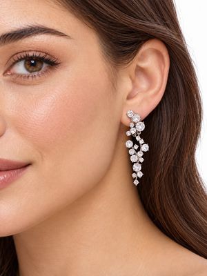 ROUND CRYSTAL STATEMENT EARRINGS