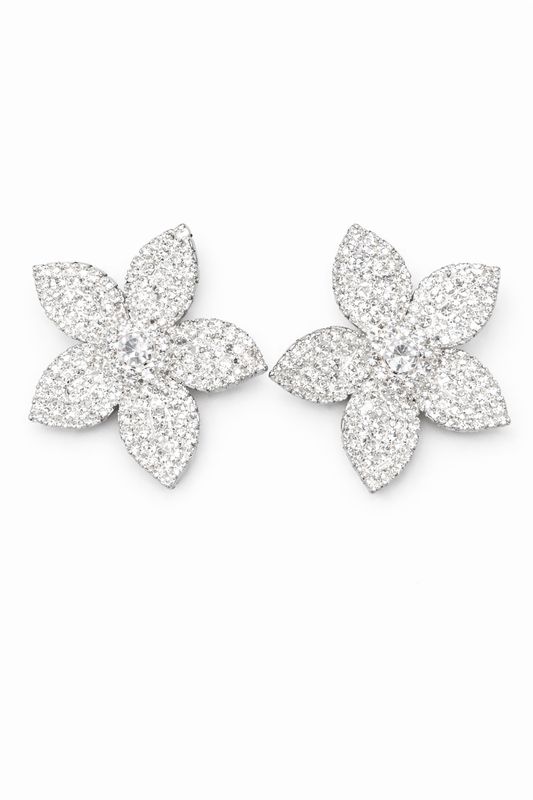 Aretes Flor Plateados