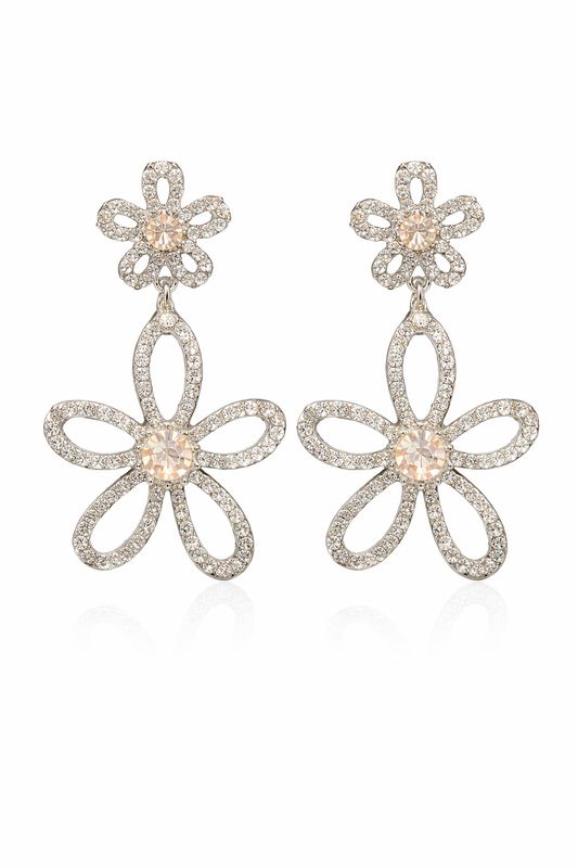 Aretes de Flores con Cristales