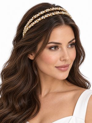 DOUBLE GOLD CRYSTAL HEADPIECE
