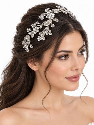 SILVER FLORAL HEADPIECE