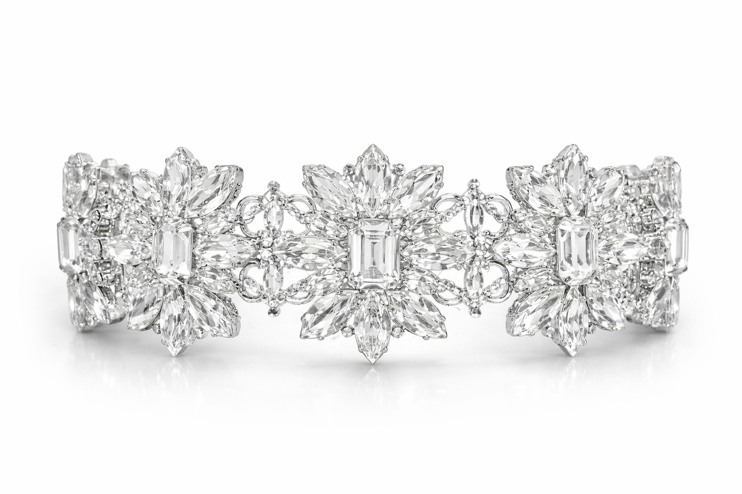 Tocado de Novia Imperial en Cristal y Plata