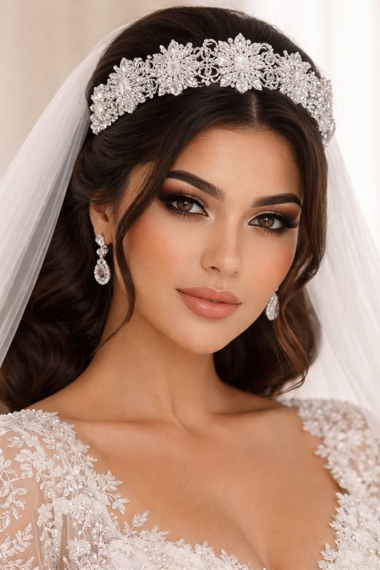 Tocado de Novia Imperial en Cristal y Plata