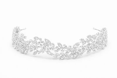 Headpiece de Novia Plateado con Cristales en Diseño Botánico